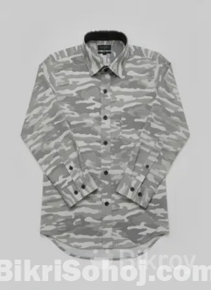 Grey & White Men's Camouflage Shirt